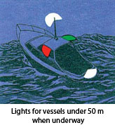 Lights for vessels under 50m when underway