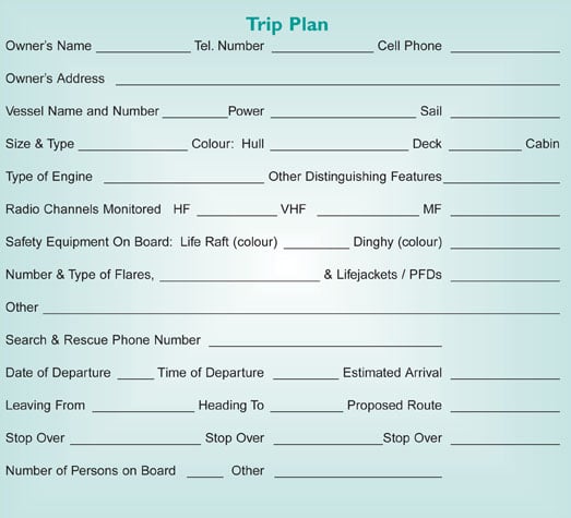 Trip Plan Safe Boater